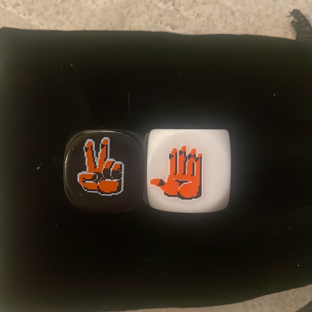 COPY - Never Used Two White and Black Rock, Paper, Scissors Die - Picture 4 of 5